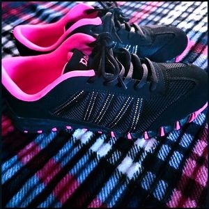 Black and Pink glitter striped sneakers
